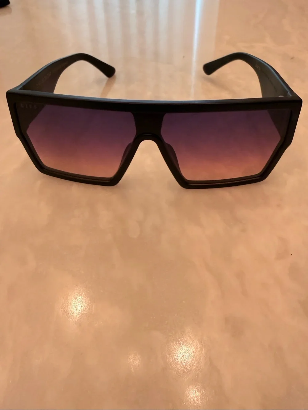 DIFF eyewear Black Shield Sunglasses with Gradient Lens